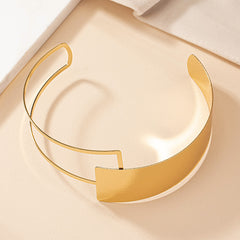 Large Opening Width Torques for Women Simple Gold Color Metal Geometric Choker