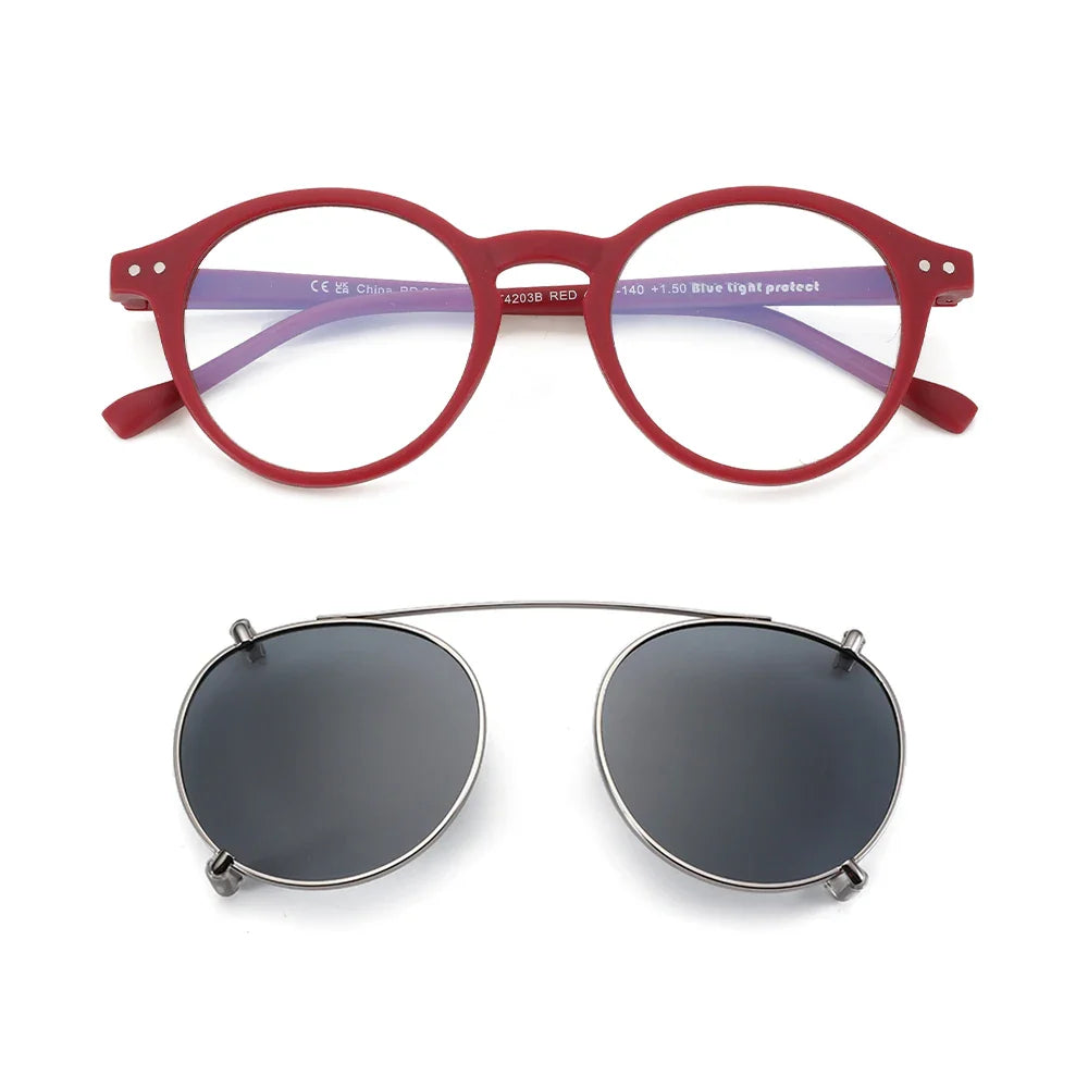 ZENOTTIC Steampunk Style Glasses (Anti Blue Light Blocking Eyewear) + Clip Lenses（Polarized Sunglasses Clips）for Women Men