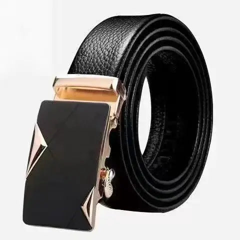 Cowhide belt, men's leather belt, automatic buckle, men's top layer, high-end trendy buckle