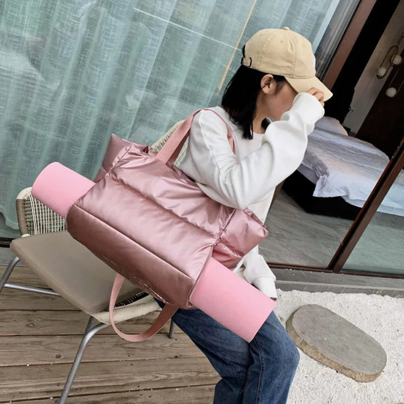 Women Gym Sports Bag Waterproof Swimming Yoga Mat Pink Weekend Travel