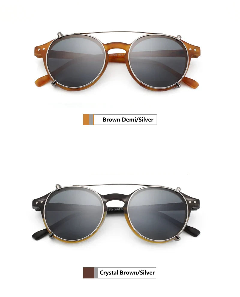 ZENOTTIC Steampunk Style Glasses (Anti Blue Light Blocking Eyewear) + Clip Lenses（Polarized Sunglasses Clips）for Women Men