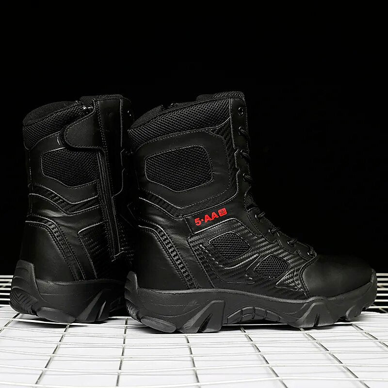 Men Tactical Military Boots Mens Shoes Leather Boot Ankle Combat Boots Black Boots