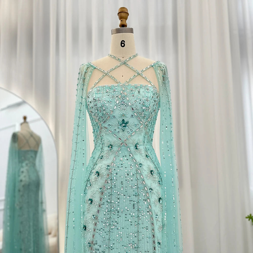 White Bridesmaid Dresses: Sharon Said Aqua Lilac Arabic Mermaid Evening Dress