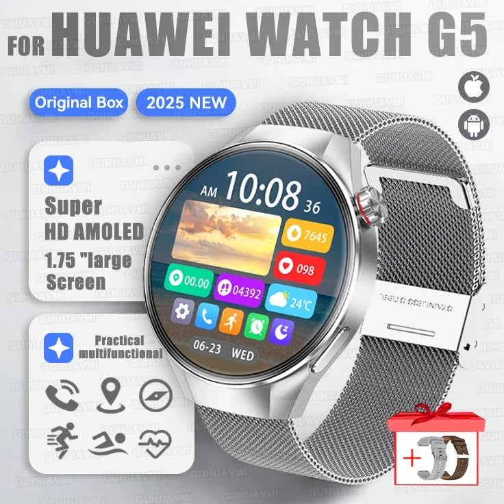 2025New Originl Watch G5 PlUS Smart Watch Men 466*466 HD AMOLED Screen GPS track Heart Rate Bluetooth Call Waterproof SmartWatch
