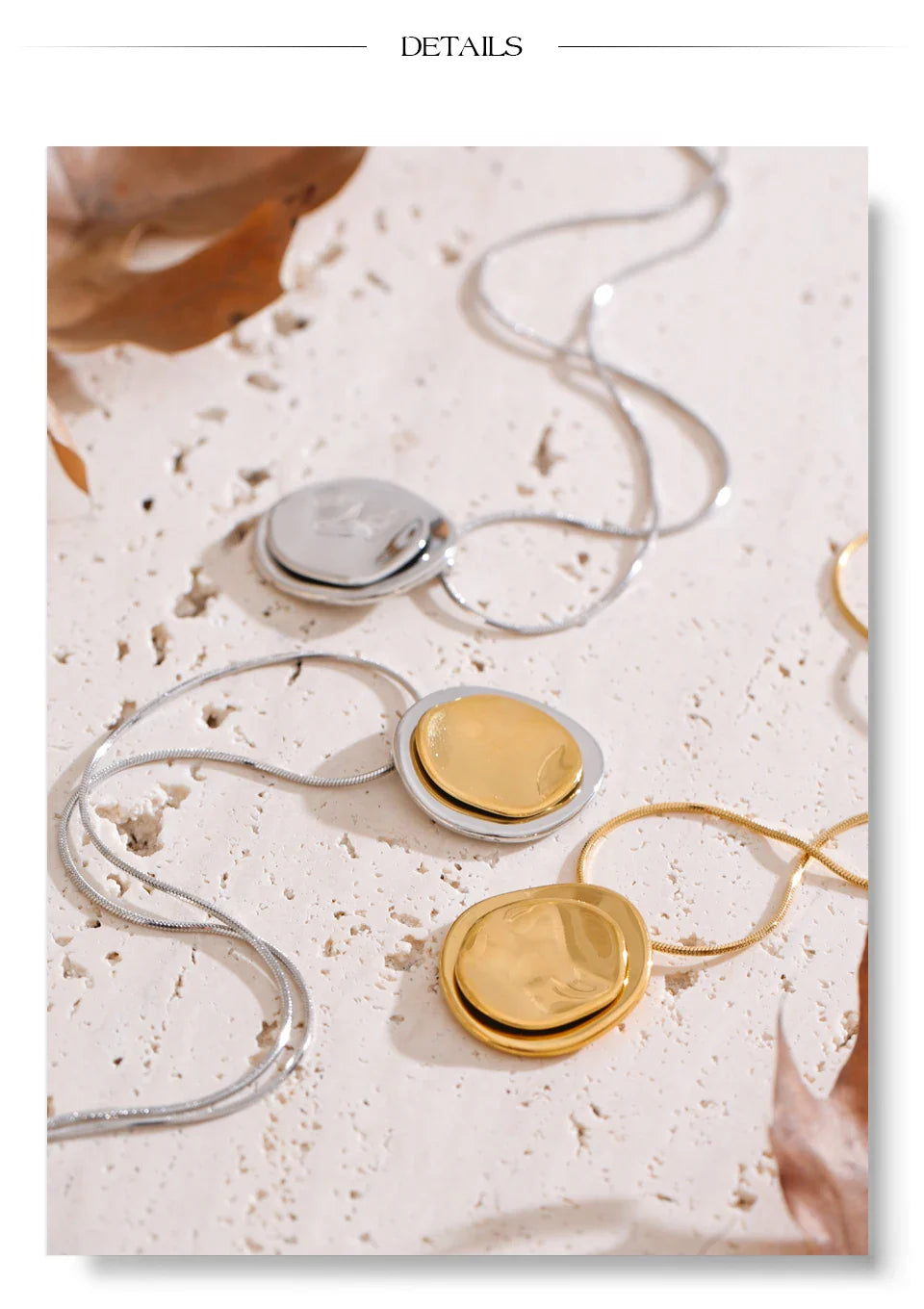 Yhpup Double Round Pendant Fashion Necklace Water Resistant Metal Stainless Steel Daily Waterproof Jewelry Recommend