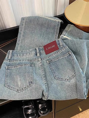 Plus Size 3XL 4XL Denim Pants For Women High Waist Fashion Loose Wide Leg