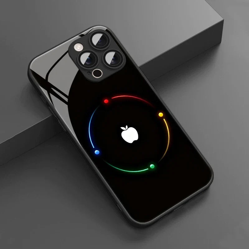 Colorful Halo For Apple Pattern Tempered Glass Phone Case For iPhone 17 16 15 14 13 12 11 Pro Max 17 Air 7 8 Plus XR XS X Cover