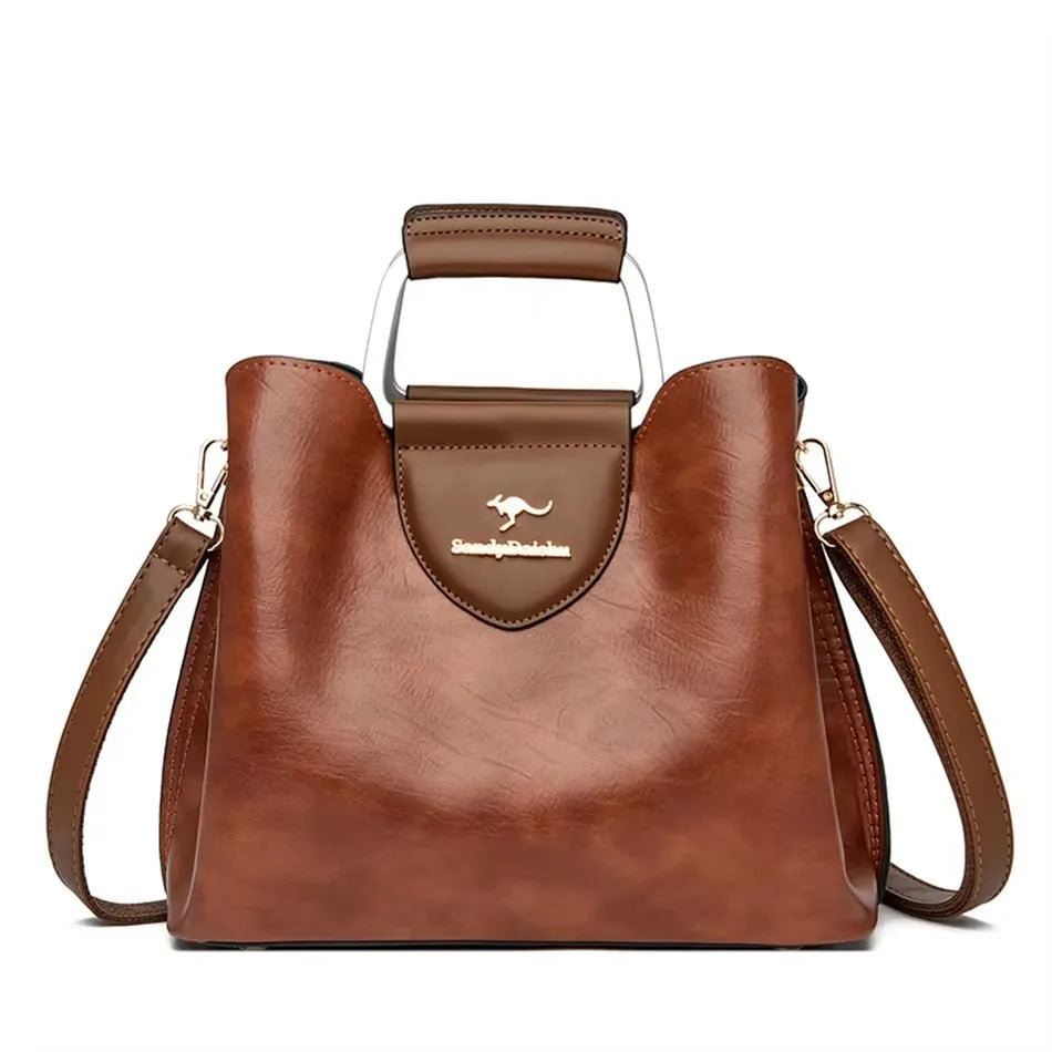 Brand Leather 3 Layers Alligator Crossbody Bag for Women Female Shoulder