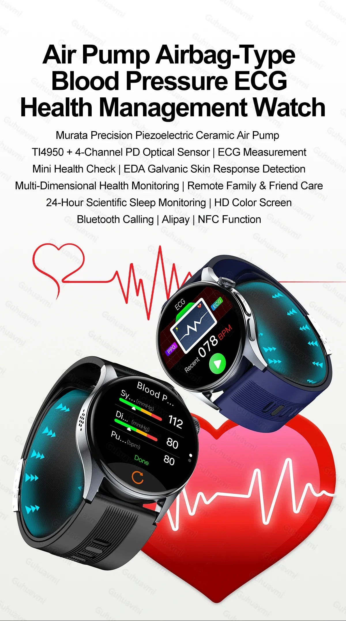Smartwatch  AMOLED Screen Call ECG Sport Watchs