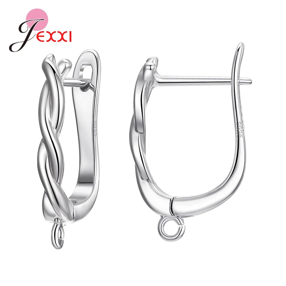 Drop Shipping Genuine 925 Sterling Silver Earrings Findings For DIY Jewelry Accessory High Quality Women Girls Jewelry Component