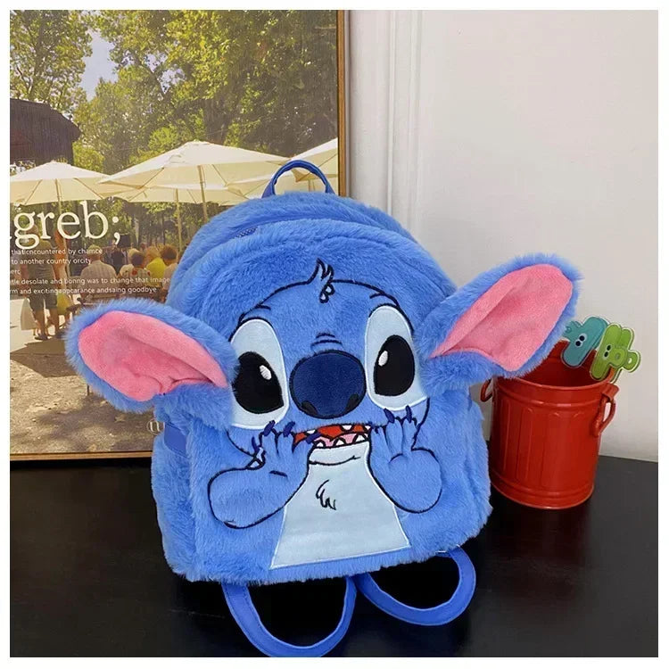Disney high-quality sewn plush backpack cartoon fashion 3D mini women's backpack large capacity cute children's school bag