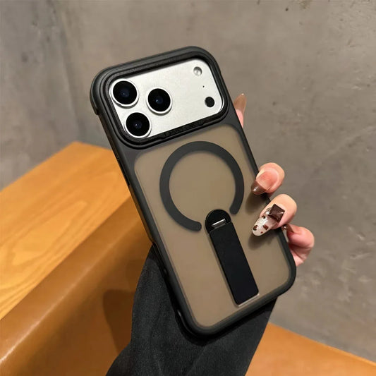 360° Rotate Metal Stand For Magsafe Phone Case For iPhone 17 Air 16 15 14 Plus 13 12 11 Pro Max Magnetic Wireless Charge Cover