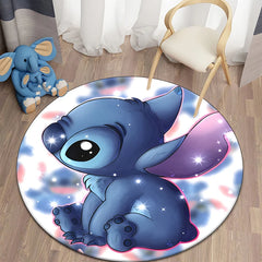 Stitch Cartoon HD Printed Round Carpet for Living Room Rugs Camping Picnic Mats