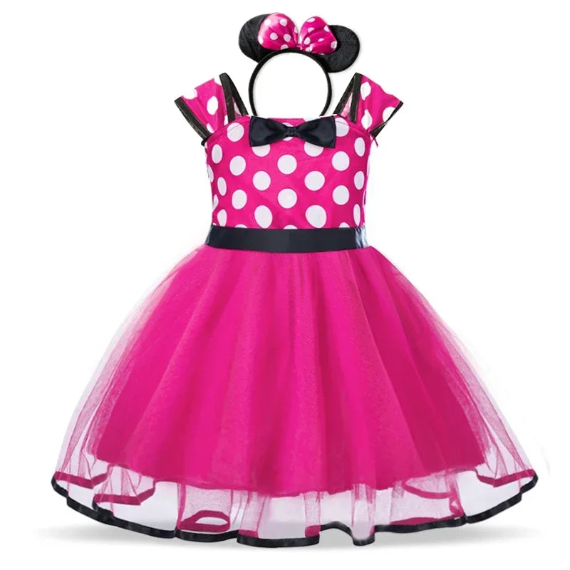 Baby Girls Minnie Mouse Dress for Toddler Clothing 1-5Yrs Kid Cosplay Vestidos Halloween Costume for Kids Christmas Party Dress