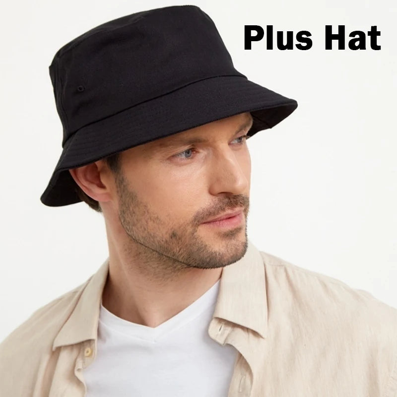 Big Head Man Large Size Bucket Hats Boy 60-63cm Plus Size Summer Fisherman Cap