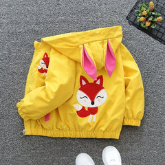 Cartoon Kids Jacket Autumn Casual Girls Windbreaker Coat Hooded Zipper Boys  Coats