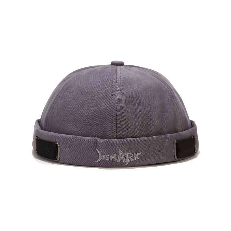 Bocca Embroidery Docker Cap Without Visor Shark Letter Brimless Caps Beanies Dome Adjustable Skullcap Solid Color Fashion Hat