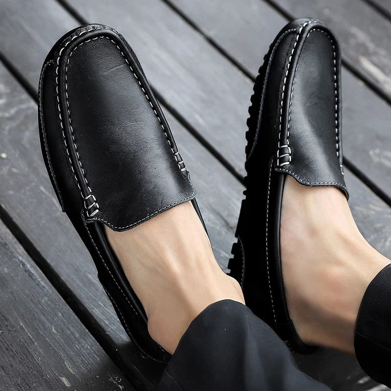 Leather Men Shoes Luxury Trendy 2020 Casual Slip on Formal Loafers Men Moccasins Italian Black Male Driving Shoes Sneakers