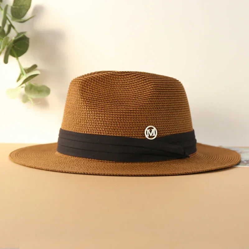 Big Size XL 63cm Travel Panama Jazz Straw Hat Summer Sun Hats for Women Men Wedding  Wide Brim Fedora Straw Beach Hat UV UPF 50+