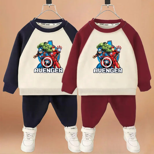 Marvel Cartoon Print Children Clothes Sets Spring/autumn Boys Sweatshirt Set Kids O Neck Hoodies Pants Two Piece Kids Tracksuit