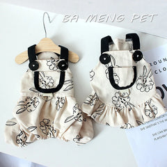 Pet Dog  Jumpsuits for Rabbit Print Dog Sling Dress Summer Winter Pet Outfits Puppy