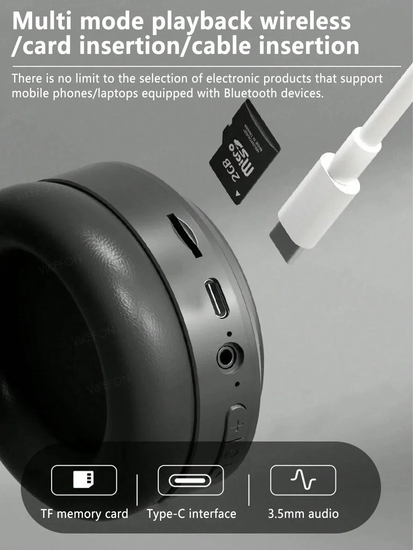 Bluetooth 5.3 M5 Wireless Headset HiFi Stereo Earphones Noise Cancelling Gaming Headband Foldable with Mic Earbuds