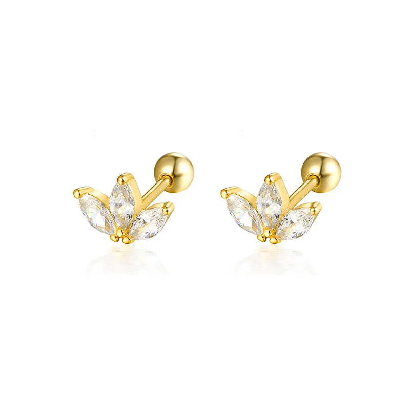 WANTME 925 Sterling Silver Fashion Love Butterfly Romantic Star Crown Screw Stud Earrings for Women Ear Bone Piercing Jewelry
