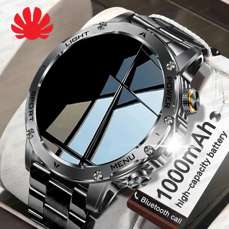 2025 New GPS Outdoor Sports Smart Watch Men AMOLED Screen NFC Flashlight Heart rate Waterproof Bluetooth Call 1000mAh SmartWatch