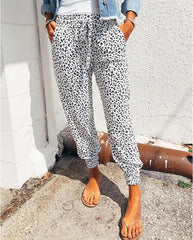 Women's Leggings Loose Leopard Print Lace Up Casual Pants