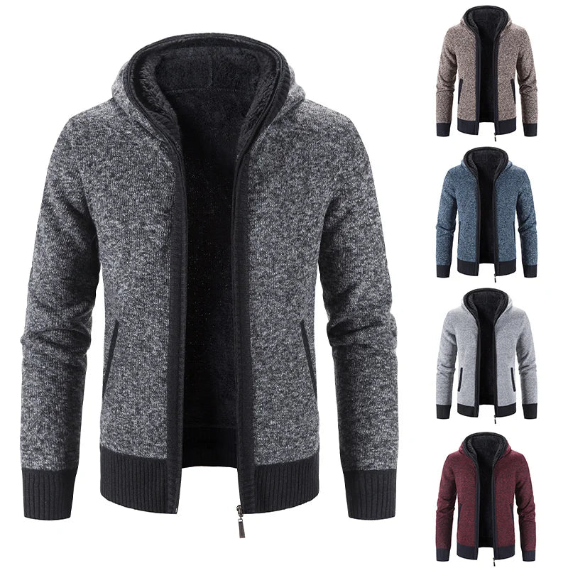 Men's Clothing Knit Sweater Cardigan Autumn Winter Patchworked Hombre Hoodies