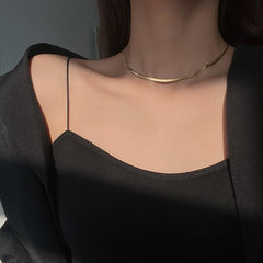 Fashion Stainless Steel Gold Plated Chain Necklace for Women Golden Choker