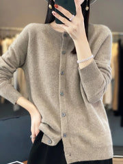 Long Sleeve 100% Merino Wool Sweaters Cashmere Cardigan Spring Autumn Women