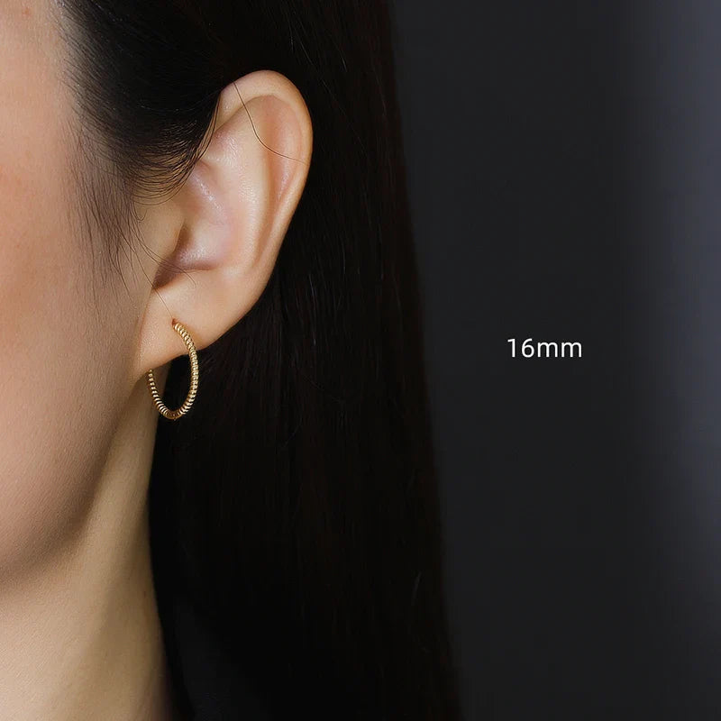 WANTME 925 Sterling Silver Fashion Piercing Charm Twist Huggies Hoop Earrings for Women Rock Gothic Unisex Jewelry Ear Buckles