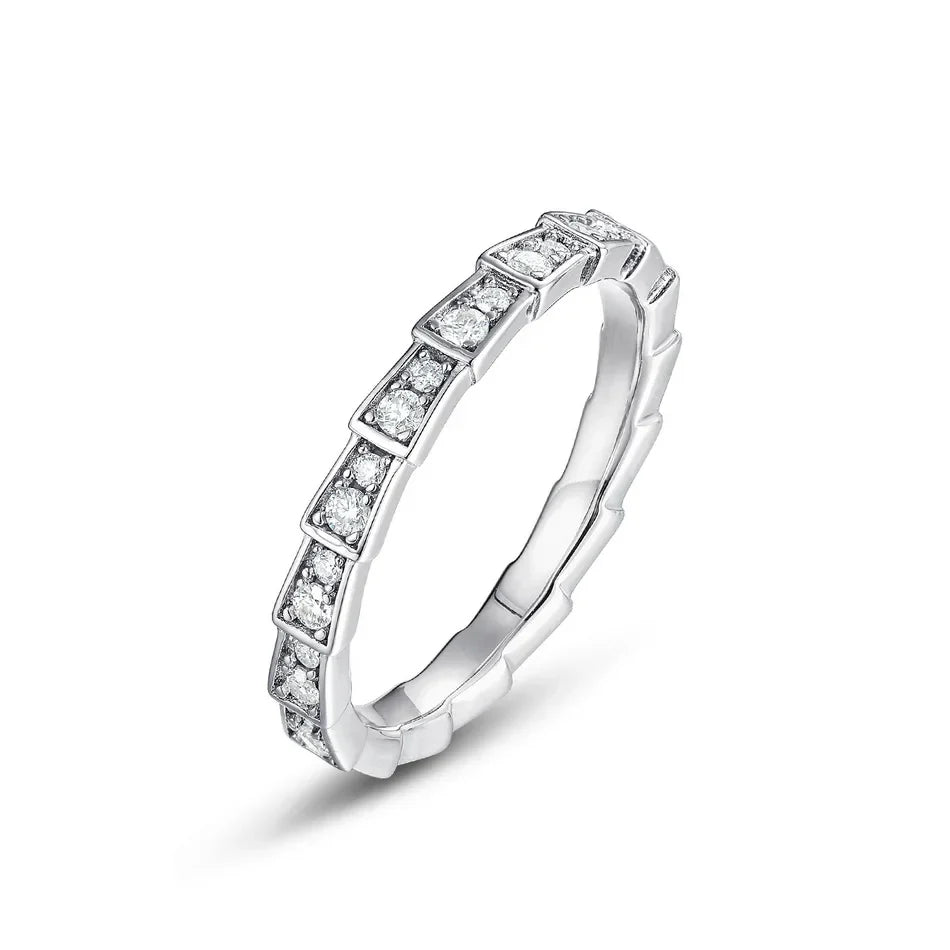 ALLNOEL 2mm Full Moissanite Ring for Women D Color VVS1 Female Single Tail Ring 925 Silver Ring Wedding Eternity Band With GRA