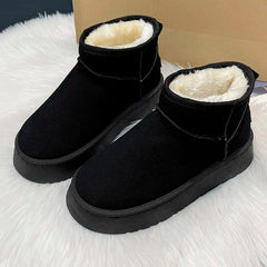 Winter Women Short Plush Warm Snow Boots Flats Casual Shoes Fur Chelsea