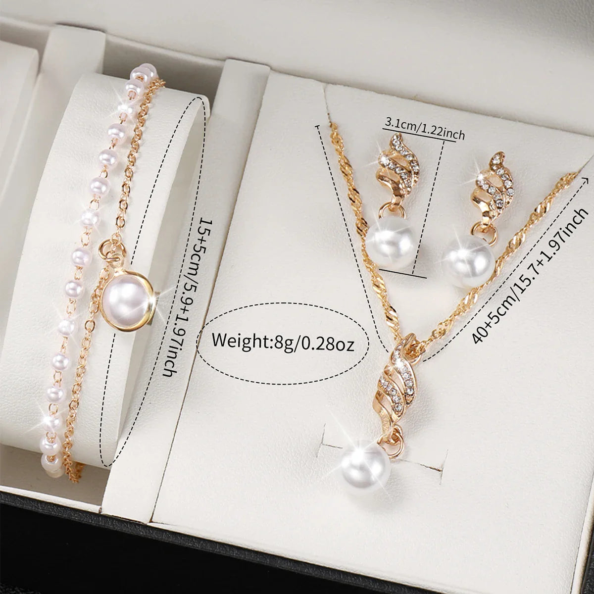 3/5PCS Women's Watch Fashion Roma Dial Leather Band Quartz Watches Pearls Jewelry Set(Without Box)