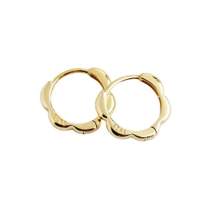 WANTME 925 Sterling Silver Simple European Plum Circle Hoop Earrings For Women Fashion Charms Huggies Party Jewelry Accessories
