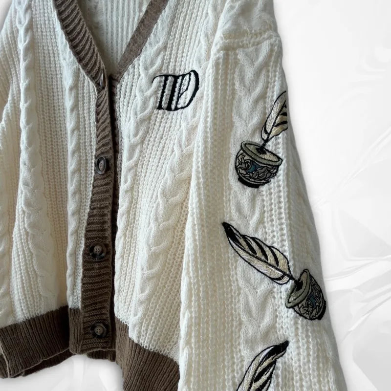 Autumn Women Trend Loose Fitting Floral Embroidered Knitted