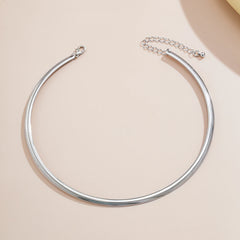 Elegant Simple Chunky Circle Torques Necklace for Women Trendy Choker Collar