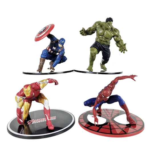 Marvel Action Figures Hulk Capain America Ironman Spider man Model Collecion With Base 10-13CM