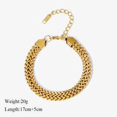 Stainless Steel Gold Color Thick Chain Choker Necklace Bracelet for Women Fashion