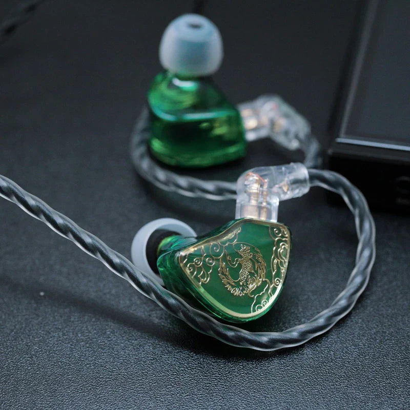 Tangzu WAN ER Jade Green With Mic Earphones 10mm Dynamic Driver In-ear Earphone IEM MIC Metal Composite Diaphragm