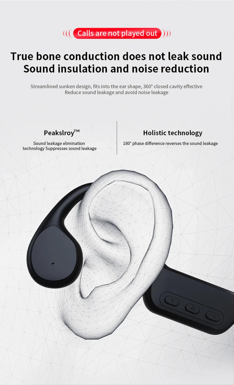 True Bone Conduction Headset IPX8 32GB Bluetooth 5.3 Wireless Swimming Headphone With Microphone Waterproof Exercise Fitness