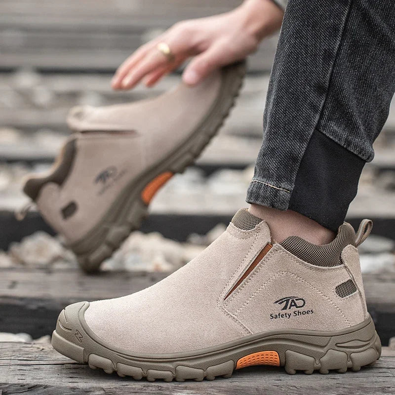 Man Welding Safety Boots For Men Anti-smashing Construction Work Shoes Puncture Proof Indestructible Shoes Safety Work Boots
