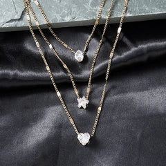 Zircon Pendant Necklace For Women Multilayer Chain Choker Fashion Female