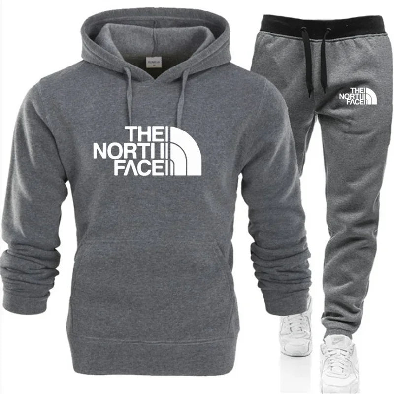 2025 Men's Autumn/Winter Fashion Printed Casual Two Piece Hooded Sports Shirt and Pocket Pants Regular Fit Outdoor Sports Set