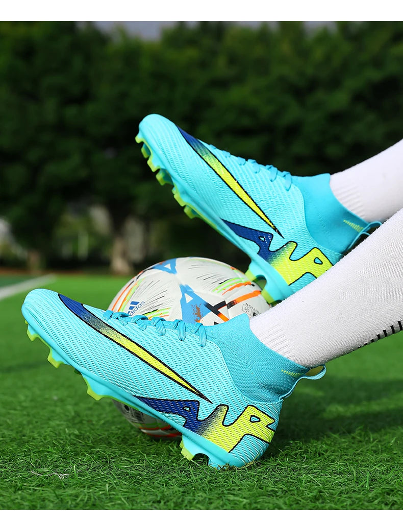 Professional Men High Ankle Football Boots Soccer Cleats TF/FG Training