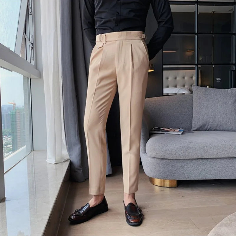 Slim Fit Business Suit Pants/Men's White Black Casual Trend Korean Fashion Straight