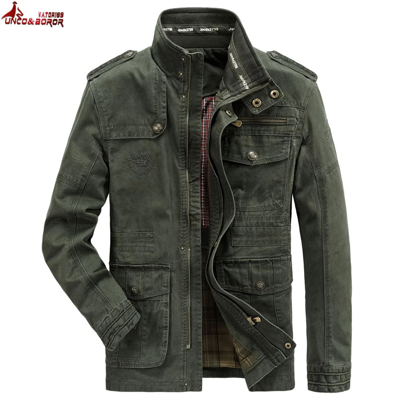 Autumn winter Jacket Men Pure Cotton Business Casual Cargo Jackets Army Military