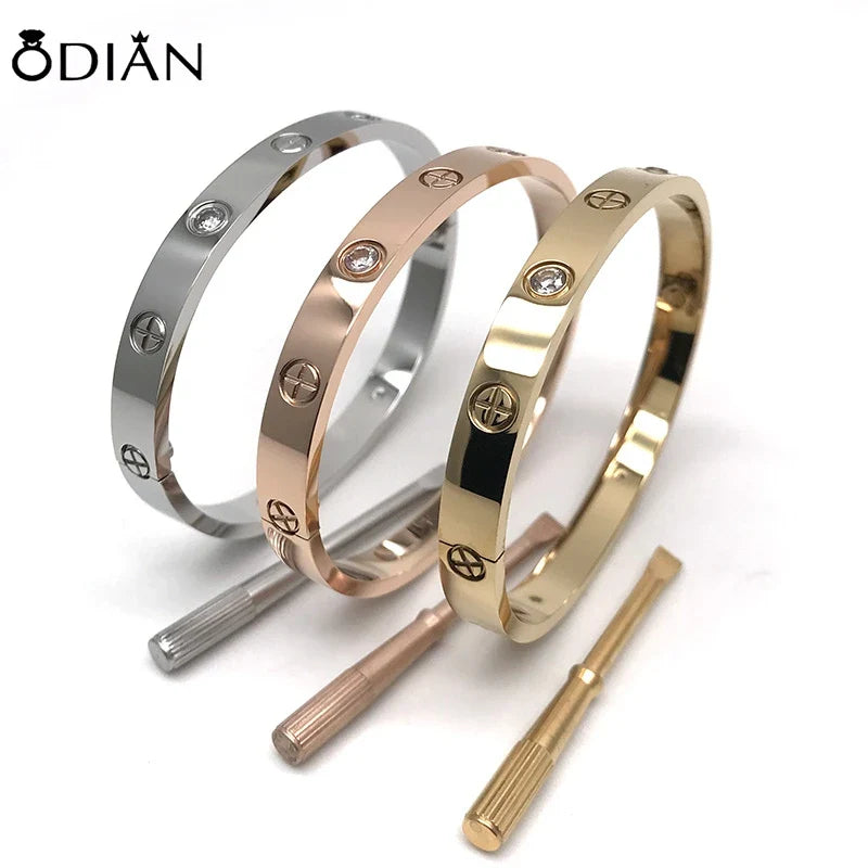Luxury Brand Jewelry Fashion Stainless Steel Charm Luxury Jewelry Bangle SCREW Cartierreds Bracelets Couple Gift